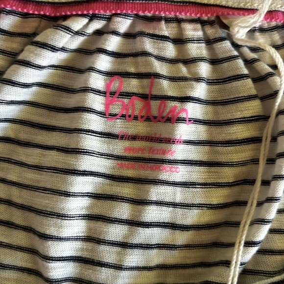 Boden White with Navy Stripes 3/4 Length Sleeves Top S - Picture 8 of 10